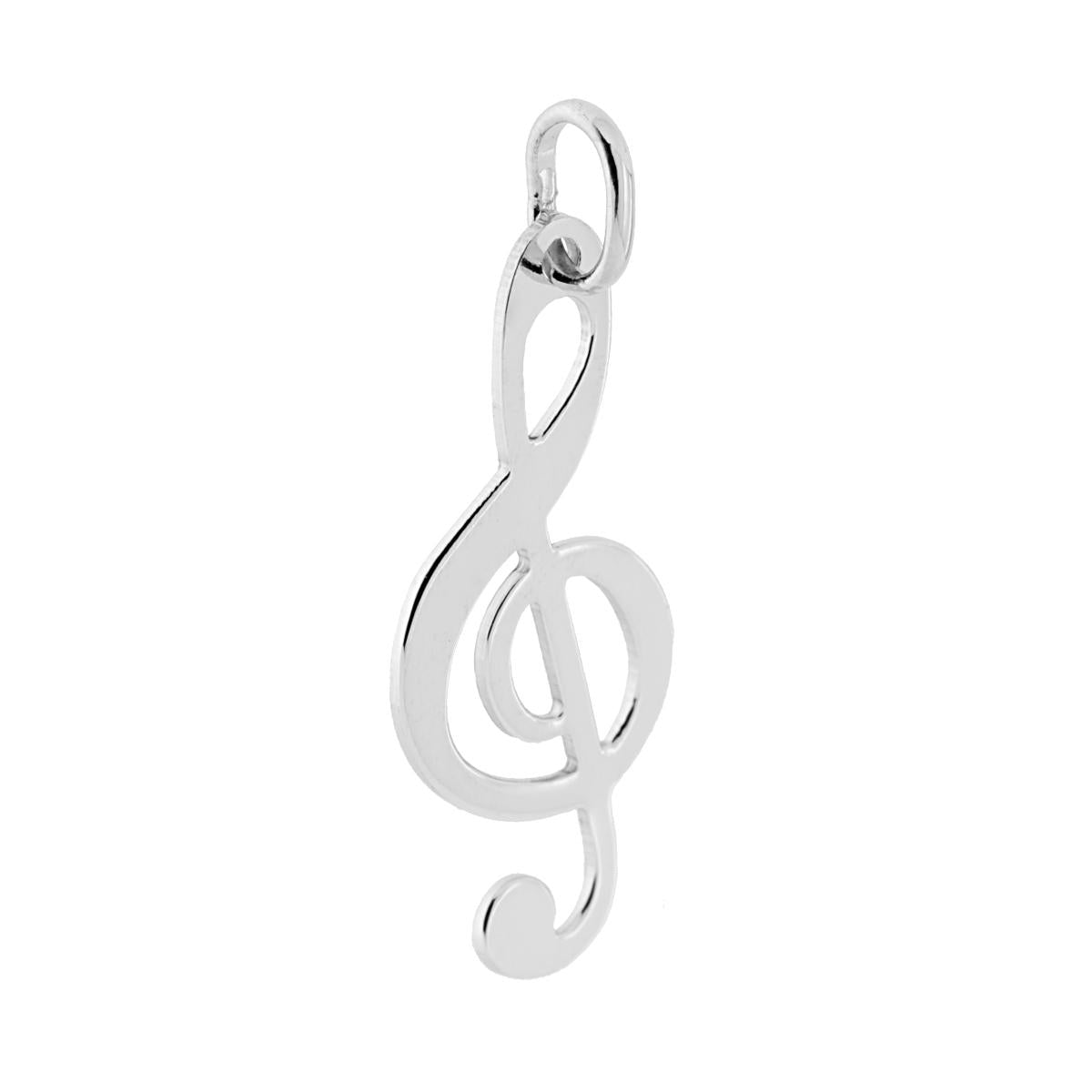 Ciondolo Plain a forma di Chiave Musicale di Violino con finitura liscia e lucida.<BR>Made in Italy