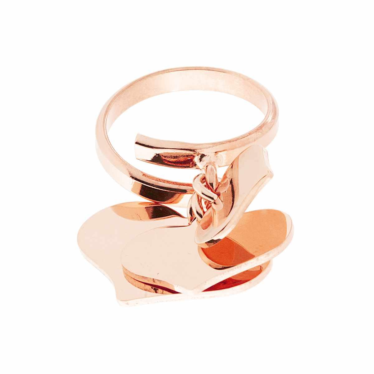 Anello Amore Love con tre Cuori pendenti plain mm14 mm18 mm23 in ARGENTO 925 Galvanica Rosa
