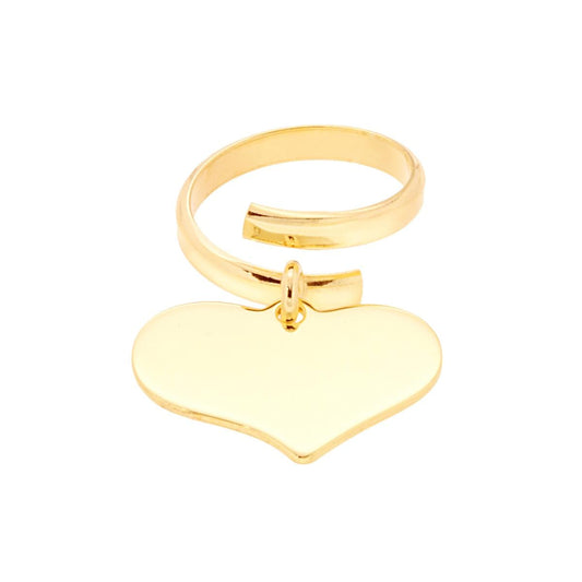 Anello Amore Love con Cuore pendente plain mm 23 in ARGENTO 925 Galvanica Oro