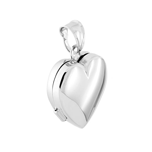 Ciondolo Portafoto a forma di Cuore bombato, con lavorazione liscia e lucida, apribile, con interno due piccoli contenitori uguali e coincidenti.<BR>Perfetti per custodire i ricordi pi belli!<BR>Made in Italy