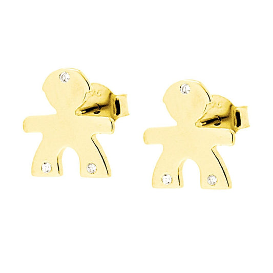 Orecchini Bimbo con Zirconi Bianchi in ARGENTO 925 Galvanica Oro