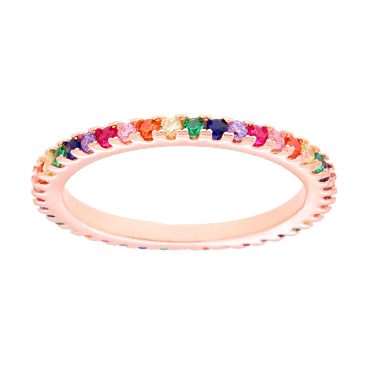 Anello Eternity Veretta a giro con Cubic Zirconia Multicolor in ARGENTO 925 Galvanica Rosa