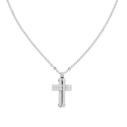 Collana Catena Forzatina con Croce in ACCIAIO