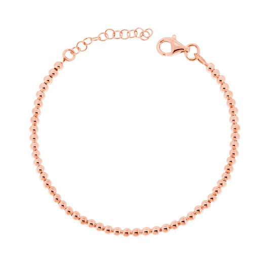 Bracciale Catena con Palline Lisce mm 3 in ARGENTO 925 Galvanica Rosa