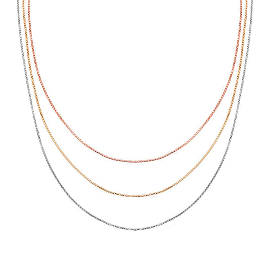 Collana tre fili Catena Veneziana Diamantata in ARGENTO 925 Galvanica Oro Rodio e Rosa