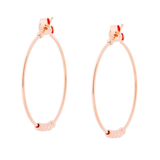 Orecchini Cerchio con Palline lisce in ARGENTO 925 Galvanica Rosa