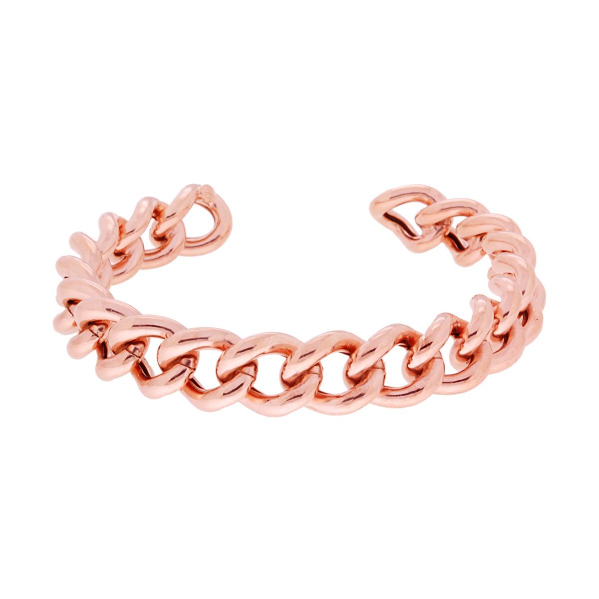 Bracciale Rigido Catena Grumetta in ARGENTO 925 Galvanica Rosa