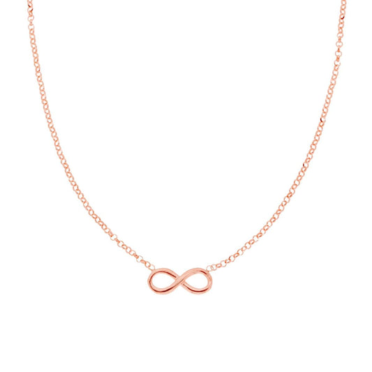 Collana Catena Rolo Diamantata cm 45+5 con Infinito in ARGENTO 925 Galvanica Rosa