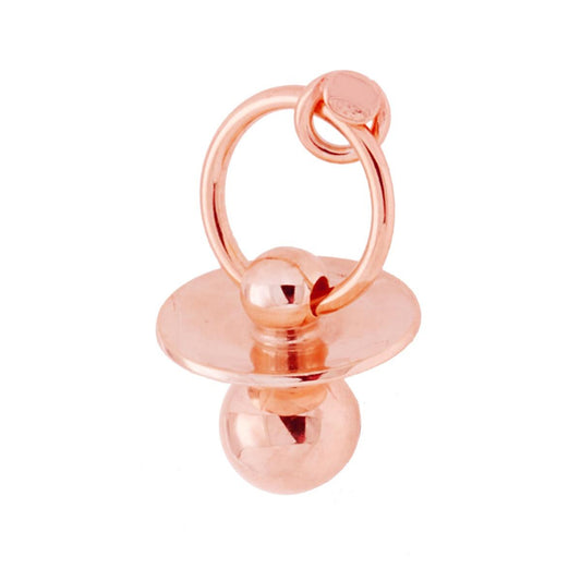 Ciondolo a forma di ciuccio con finitura liscia e lucida.<BR>Made in Italy