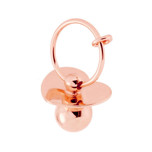 Ciondolo a forma di ciuccio con ghiera a forma di cuore, con finitura liscia e lucida.<BR>Made in Italy<BR>