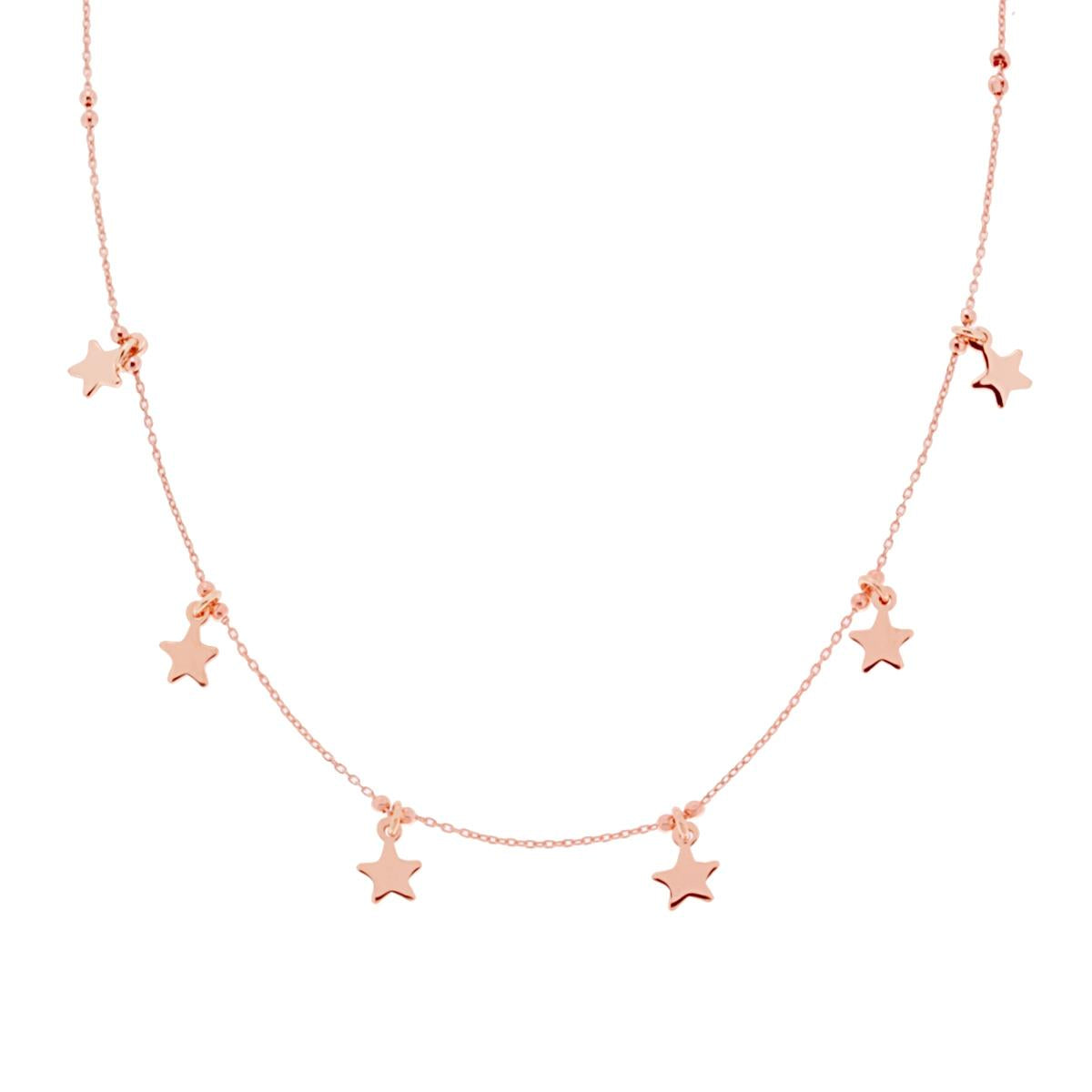Collana Catena Forzatina con Stelle plain pendenti in ARGENTO 925 Galvanica Rosa
