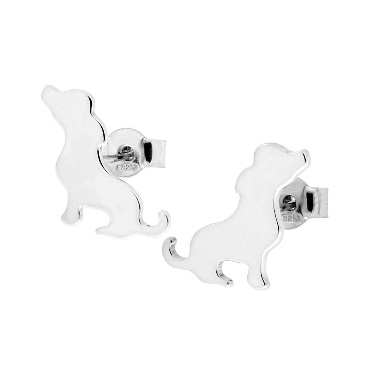 Orecchini Cane plain in ARGENTO 925 Galvanica Rodio