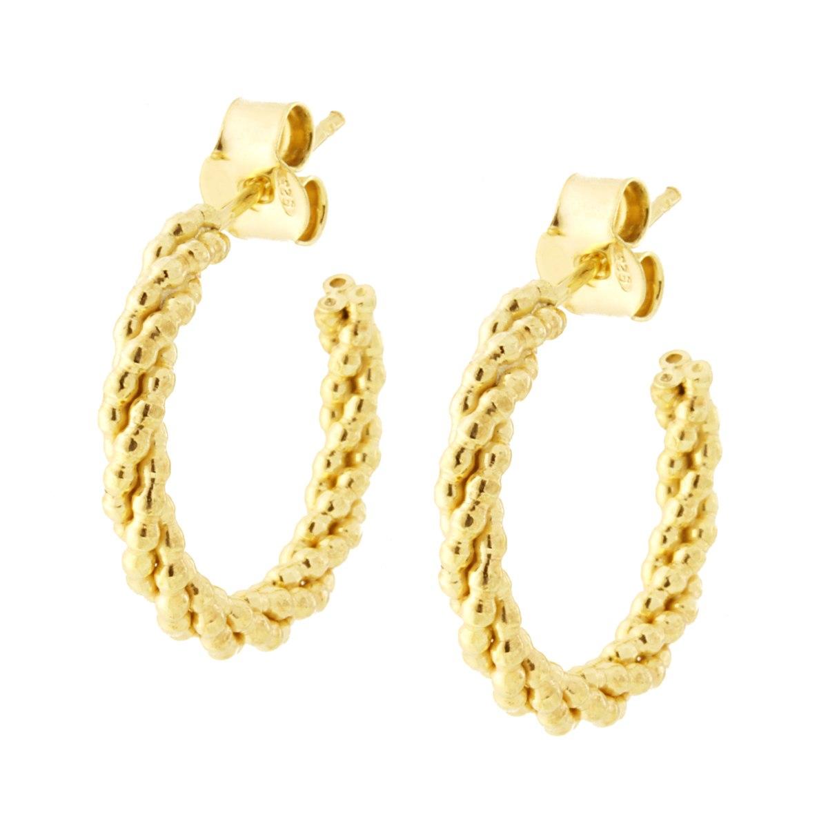 Orecchini Cerchio doppio Filo Torchon mm 20 in ARGENTO 925 Galvanica Oro