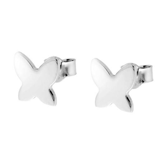 Orecchini Farfalla plain in ARGENTO 925 Galvanica Rodio