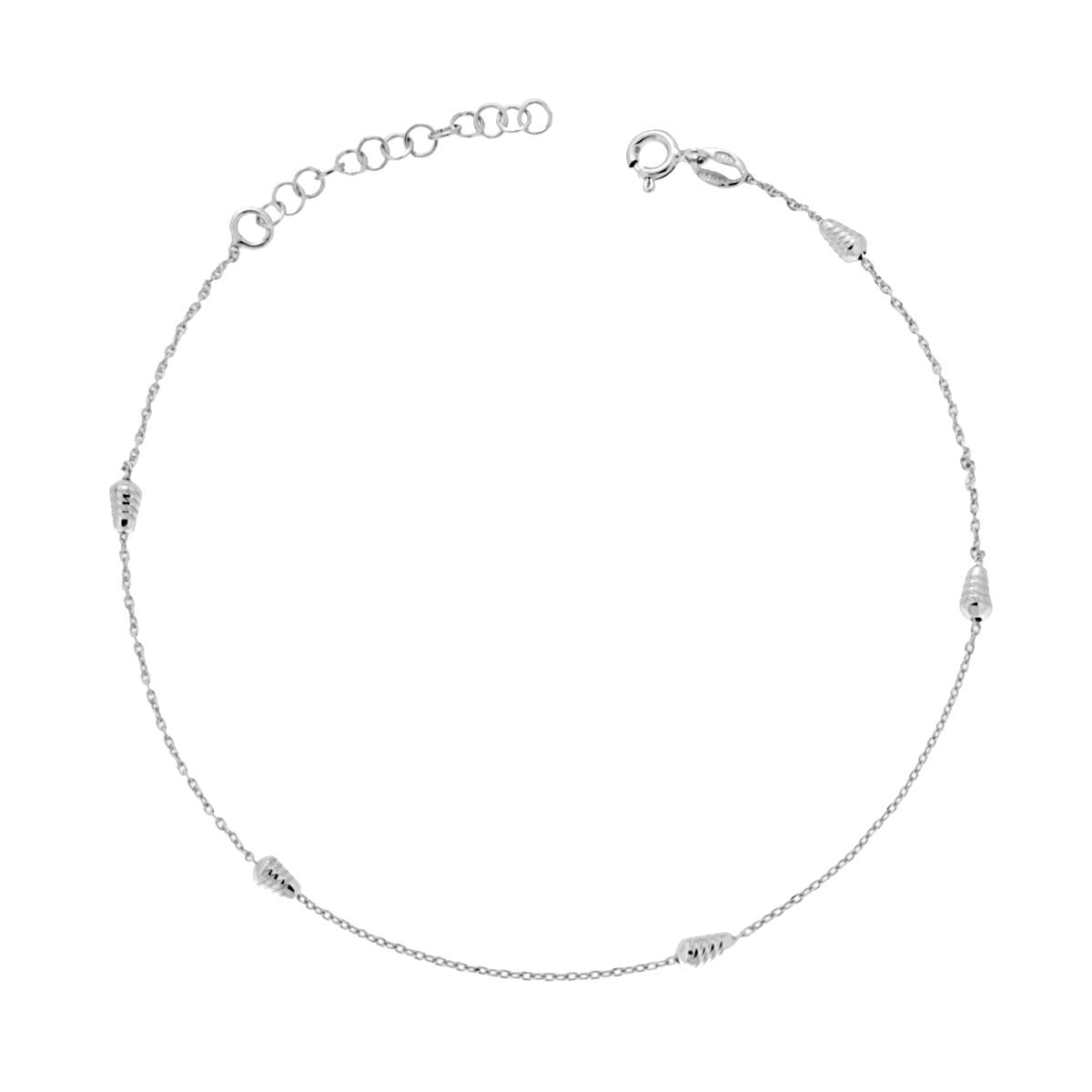 Cavigliera Catena Forzatina con Coni Diamantati in ARGENTO 925 Galvanica Rodio