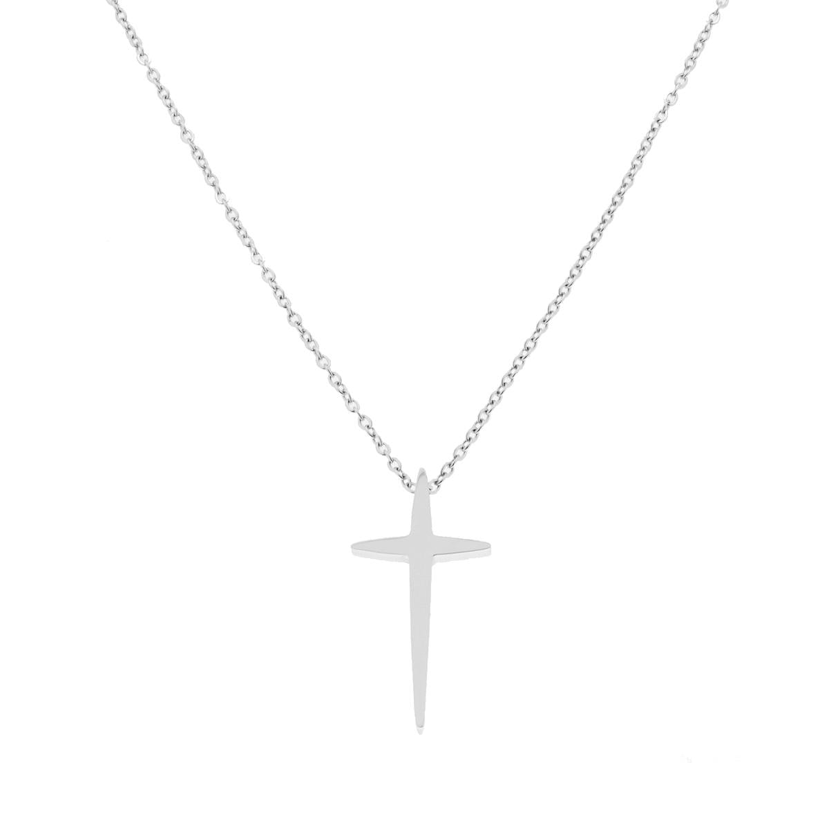 Collana Catena Forzatina Diamantata Croce in ACCIAIO