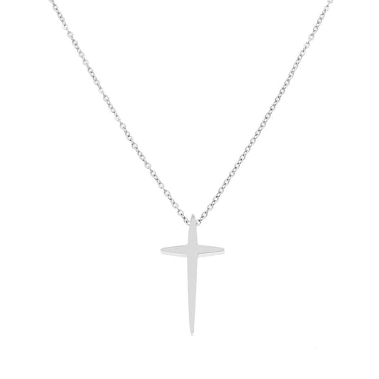 Collana Catena Forzatina Diamantata Croce in ACCIAIO