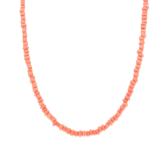 Collana con Perline Rosa Corallo in ARGENTO 925 Galvanica Rosa