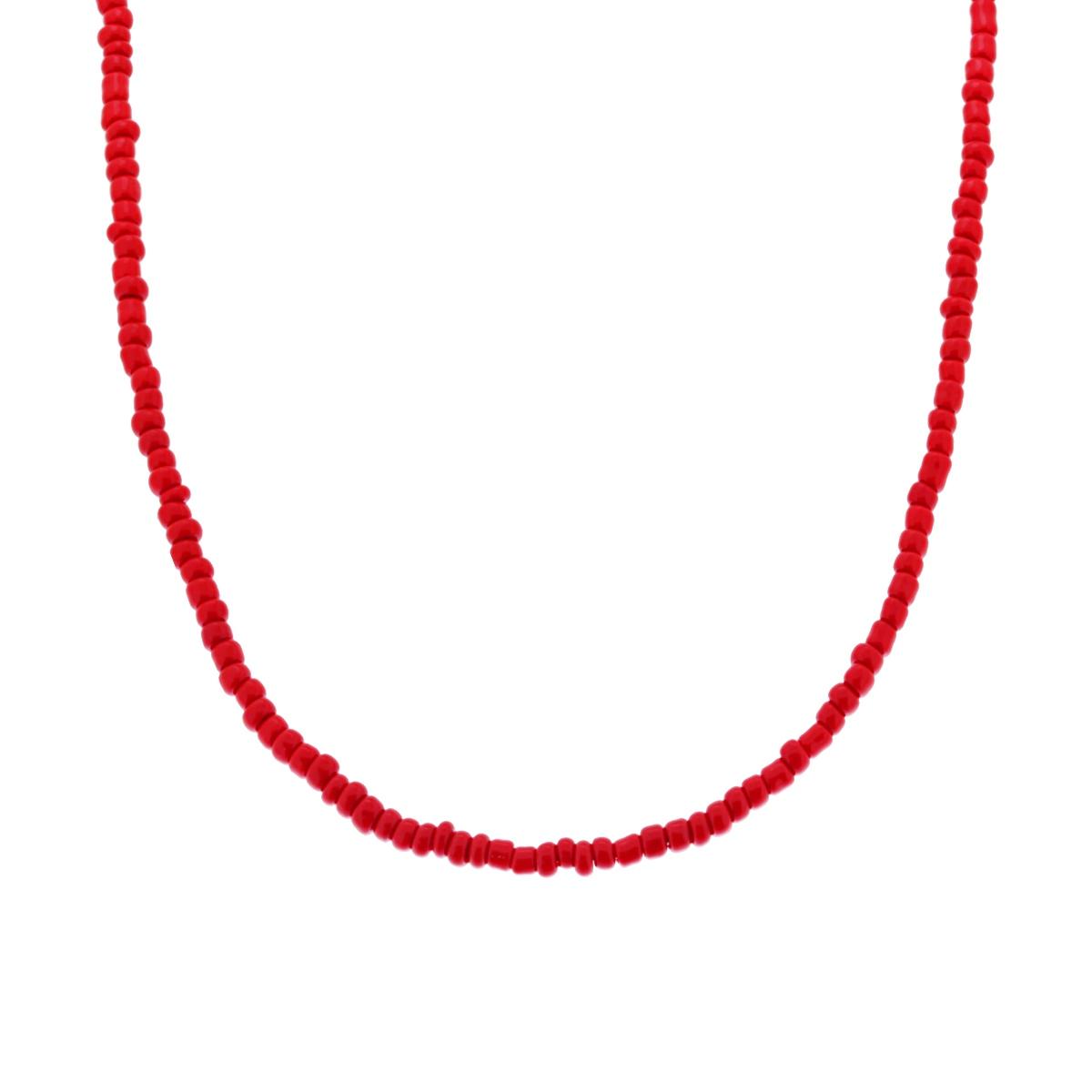 Collana con Perline Rosso Corallo in ARGENTO 925 Galvanica Rosa