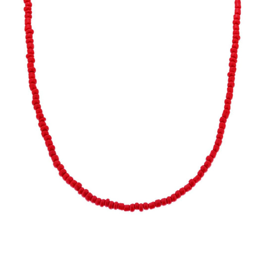 Collana con Perline Rosso Corallo in ARGENTO 925 Galvanica Rosa