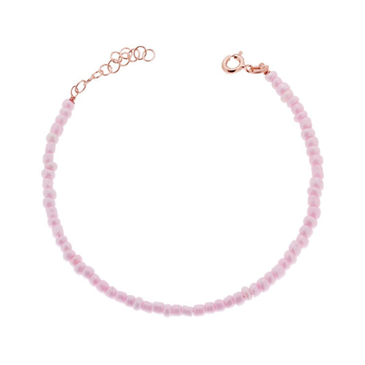 Bracciale con Perline Rosa in ARGENTO 925 Galvanica Rosa