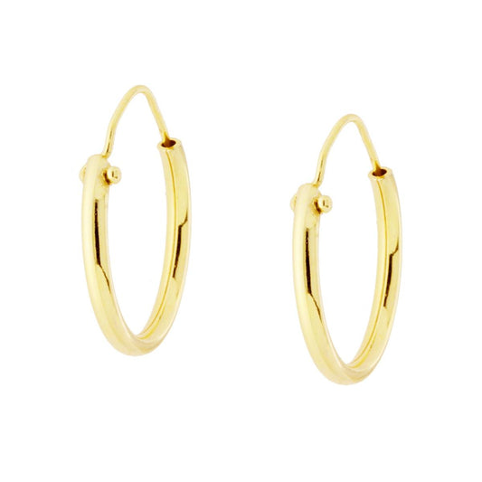 Orecchini a Cerchio mm 20 con Canna tonda liscia mm 2 in ARGENTO 925 Galvanica Oro