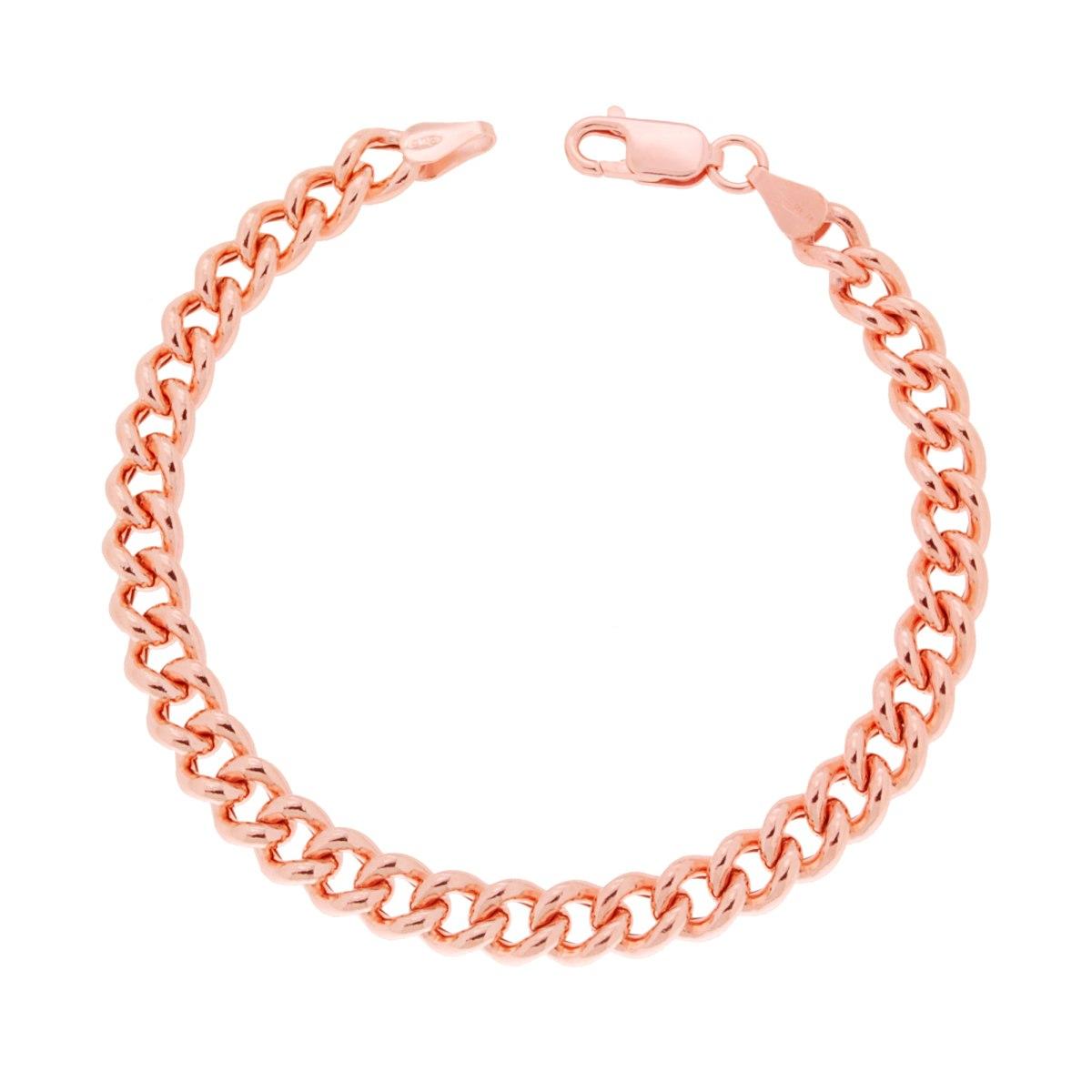 Bracciale Catena Grumetta Vuoto mm 6,5 in ARGENTO 925 Galvanica Rosa