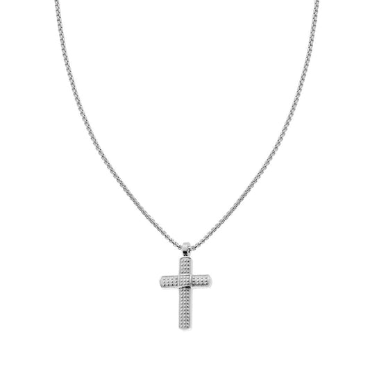 Collana Catena Veneziana Tonda con Croce in ACCIAIO