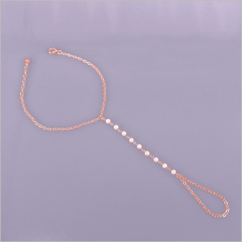 Bracciale baciamano in Argento 925 con catena rosario e perle di Maiorca