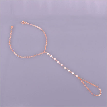 Bracciale baciamano in Argento 925 con catena rosario e perle di Maiorca