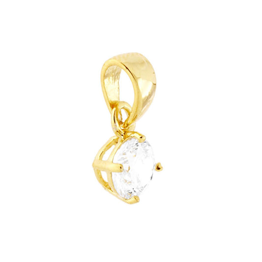 Ciondolo Punto Luce 4 Griffe con Zircone Tondo colore Bianco.