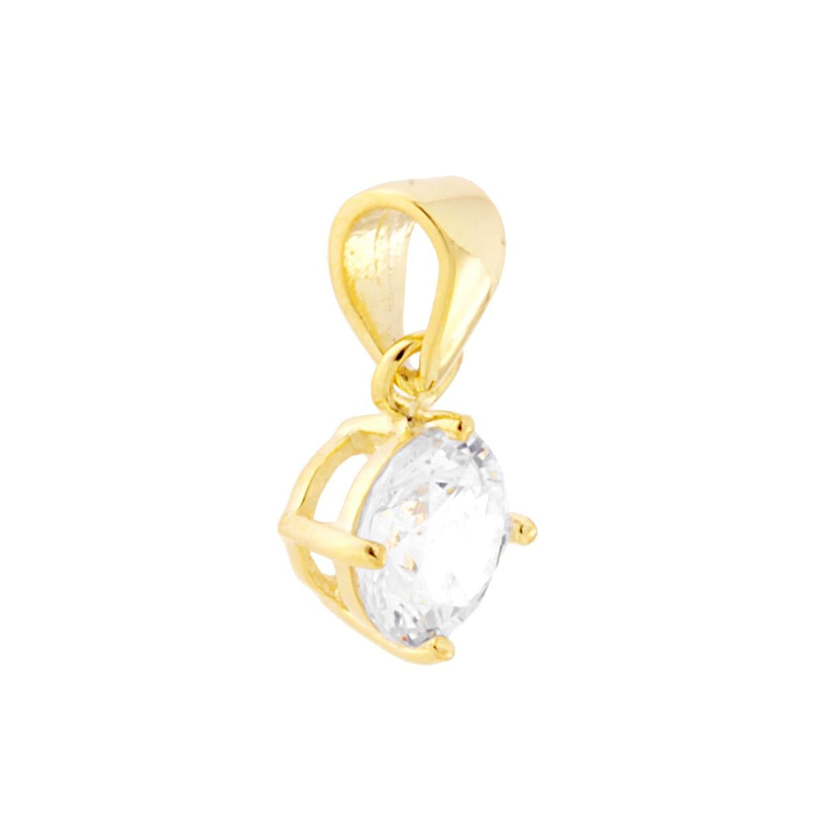 Ciondolo Punto Luce 4 Griffe con Zircone Tondo colore Bianco.