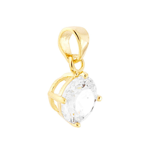 Ciondolo Punto Luce 4 Griffe con Zircone Tondo colore Bianco.