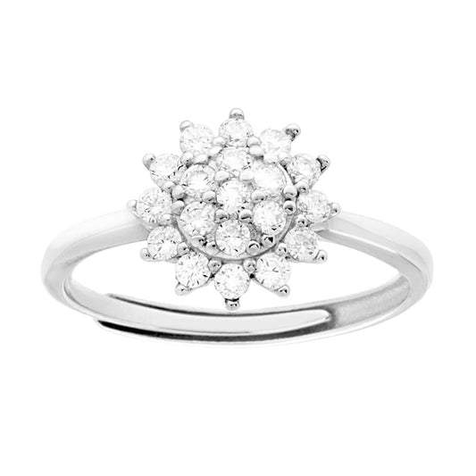 Anello Solitario con Zirconi Bianchi in ARGENTO 925 Galvanica Rodio