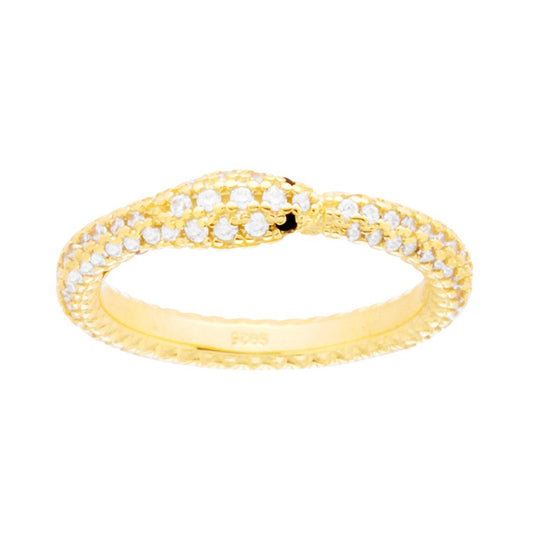 Anello Serpente con Cubic Zirconia Bianchi in ARGENTO 925 Galvanica Oro