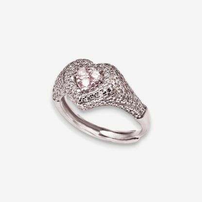Anello Donna Cuore in Argento 925 Regolabile con zirconi