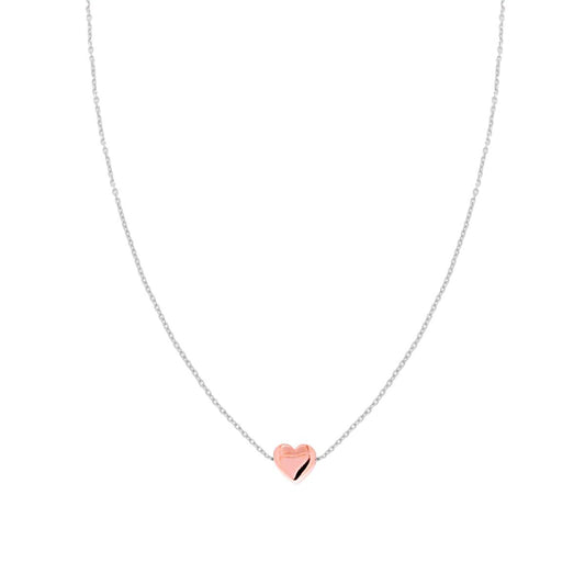Collana Catena Forzatina cm 40+5 con Cuore Passante in ARGENTO 925 Galvanica Rodio e Rosa