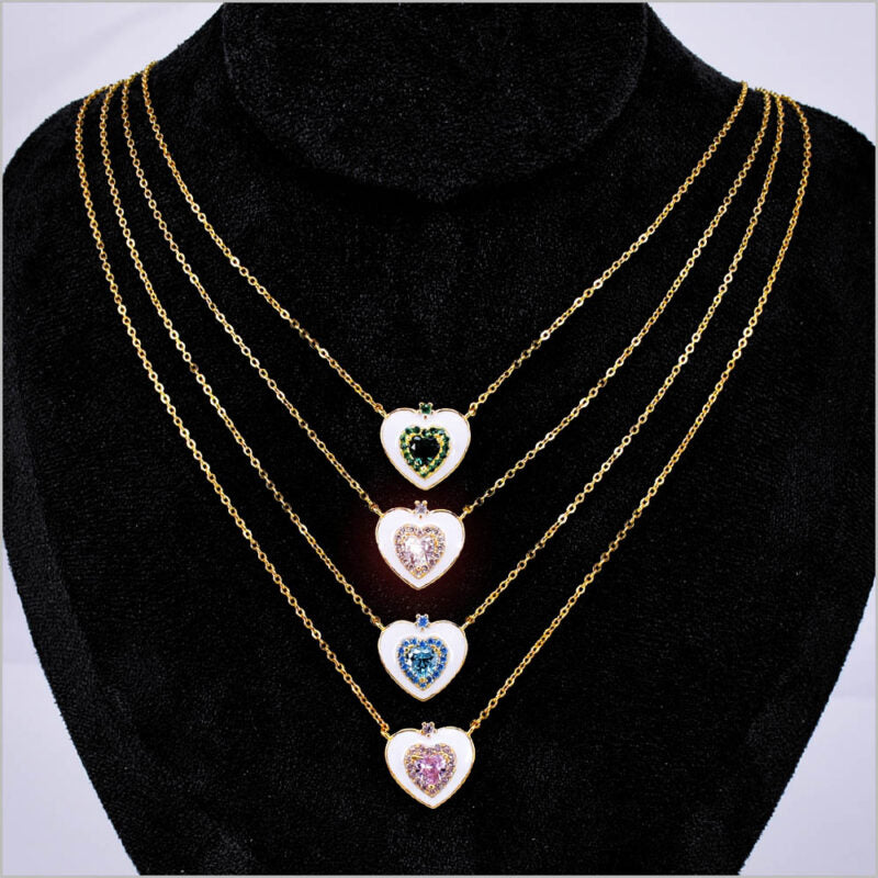 Collana Cuore in Argento 925 con ciondolo smaltato