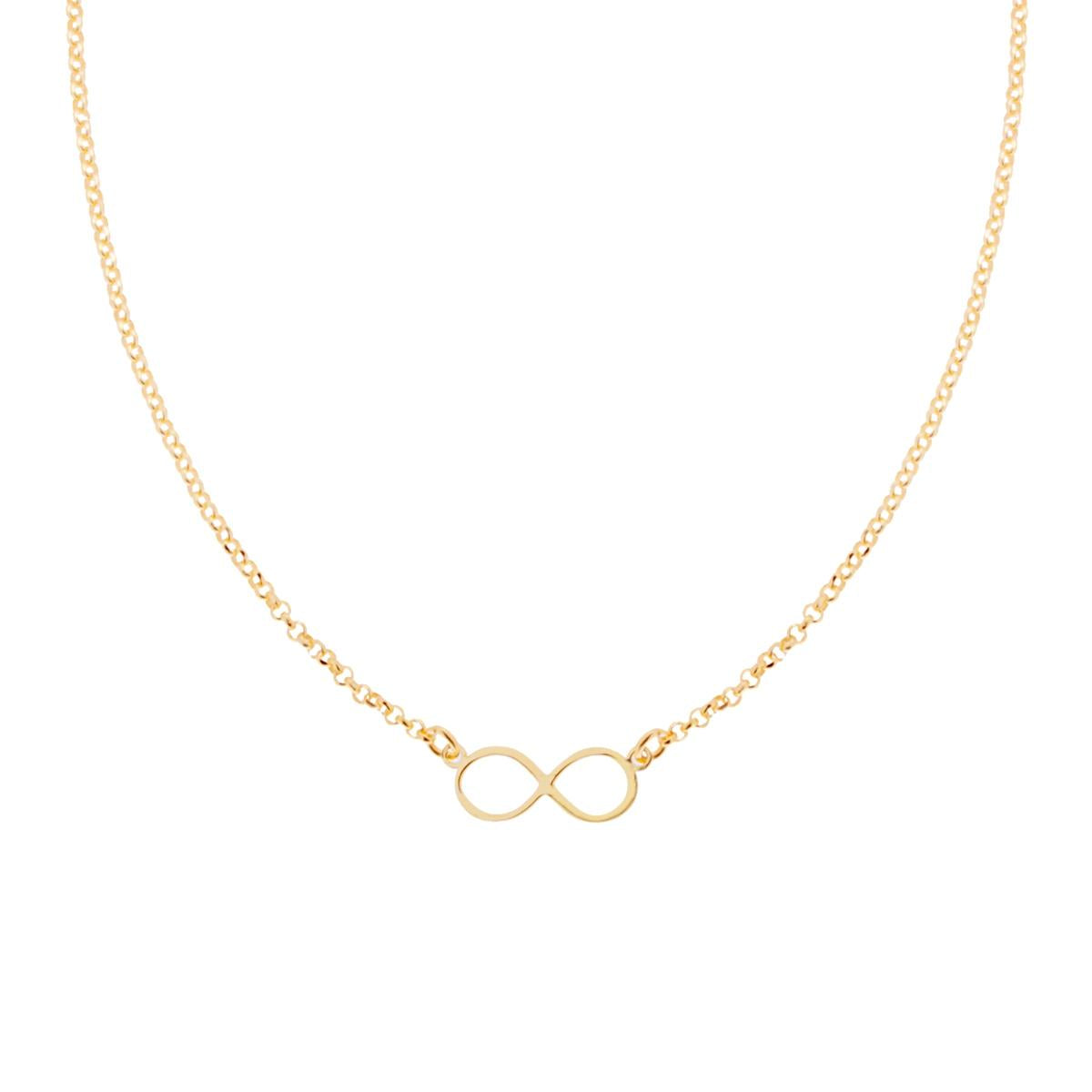 Collana Catena Rolo Diamantata con Infinito in ARGENTO 925 Galvanica Oro