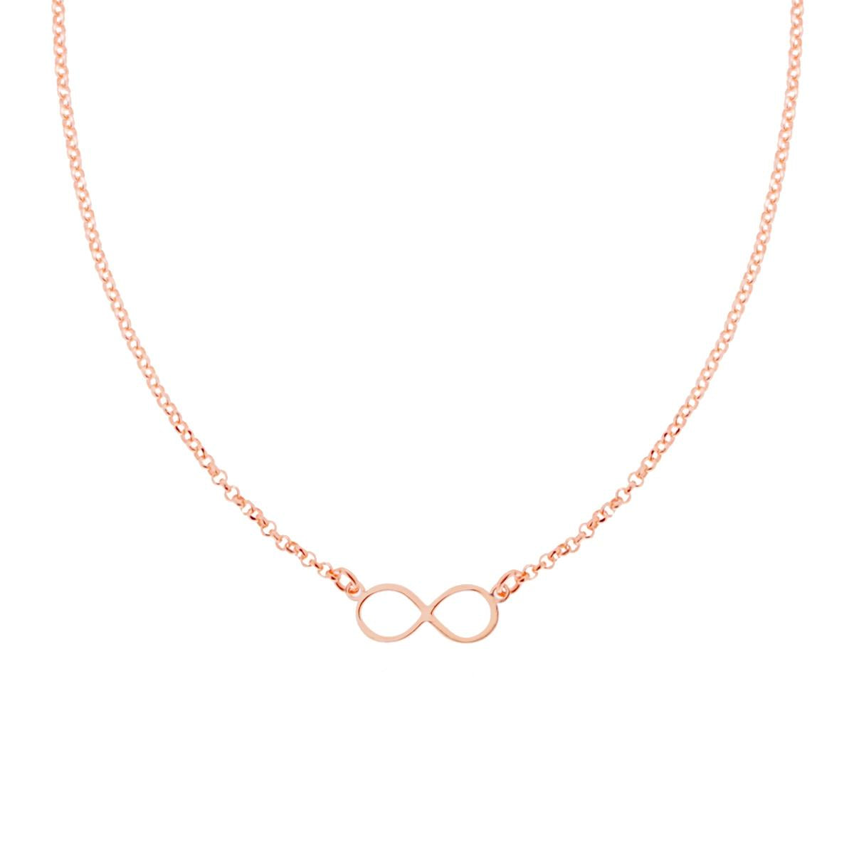 Collana Catena Rolo Diamantata con Infinito in ARGENTO 925 Galvanica Rosa