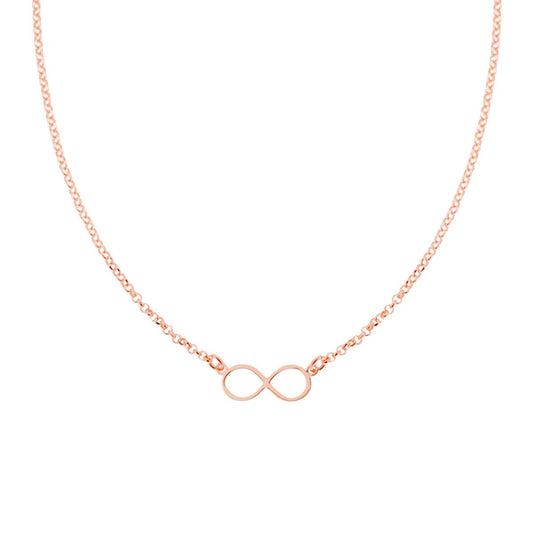 Collana Catena Rolo Diamantata con Infinito in ARGENTO 925 Galvanica Rosa
