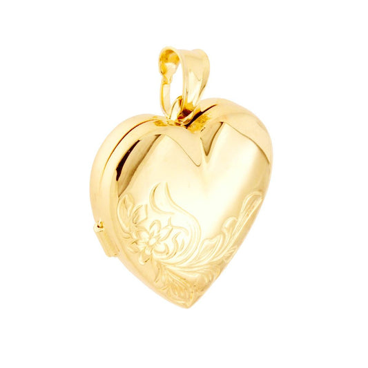 Ciondolo Portafoto a forma di Cuore bombato, con motivo floreale e finitura lucida, apribile, con all' interno due piccoli contenitori uguali e coincidenti.<BR>Perfetti per custodire i ricordi pi belli!<BR>Made in Italy