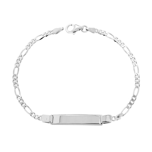 Bracciale Targa con Catena Figaro Alternata mm 3 in ARGENTO 925 Galvanica Rodio