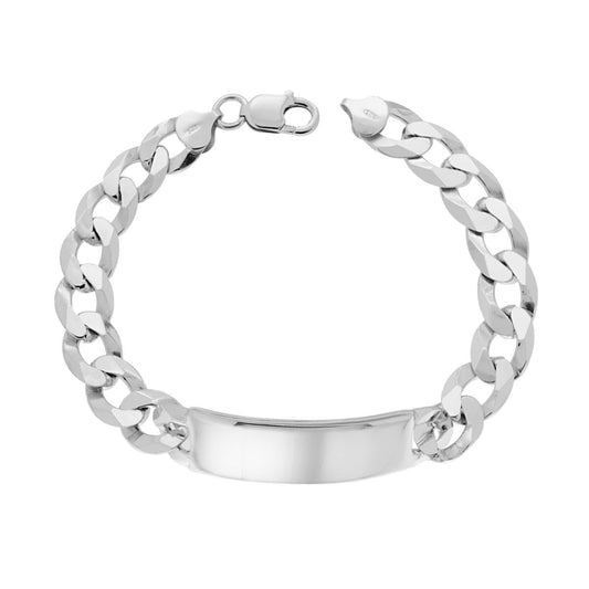 Bracciale Targa con Catena Grumetta Extraflat cm 22 in ARGENTO 925 Galvanica Rodio