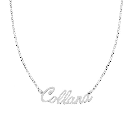 Collana Catena Rolo Diamantata con Collana in Corsivo in ARGENTO 925 Galvanica Rodio