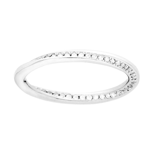 Anello Fedina Eternity Torchon con Cubic Zirconia Bianchi in ARGENTO 925 Galvanica Rodio