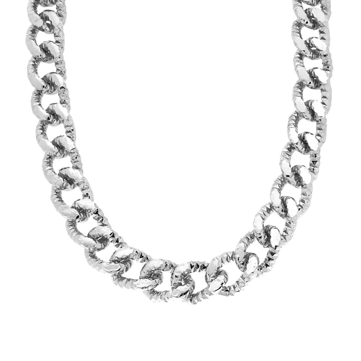 Collana Catena Grumetta Diamantata color Acciaio in OTTONE