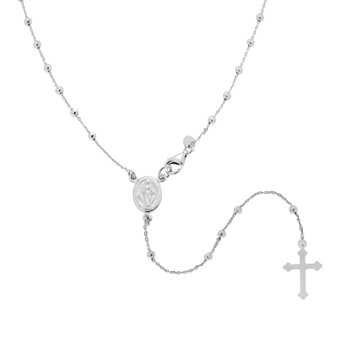 Collana Rosario cm 60 con Palline Diamantate mm 2,5 in ARGENTO 925 Galvanica Rodio