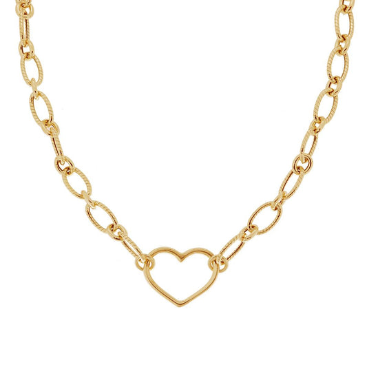 Collana Catena Forzatina con Cuore in ARGENTO 925 Galvanica Oro