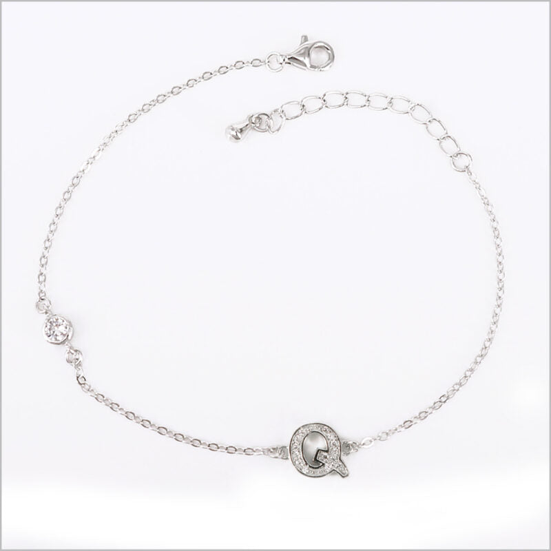 Bracciale in Argento 925 con iniziale zirconata